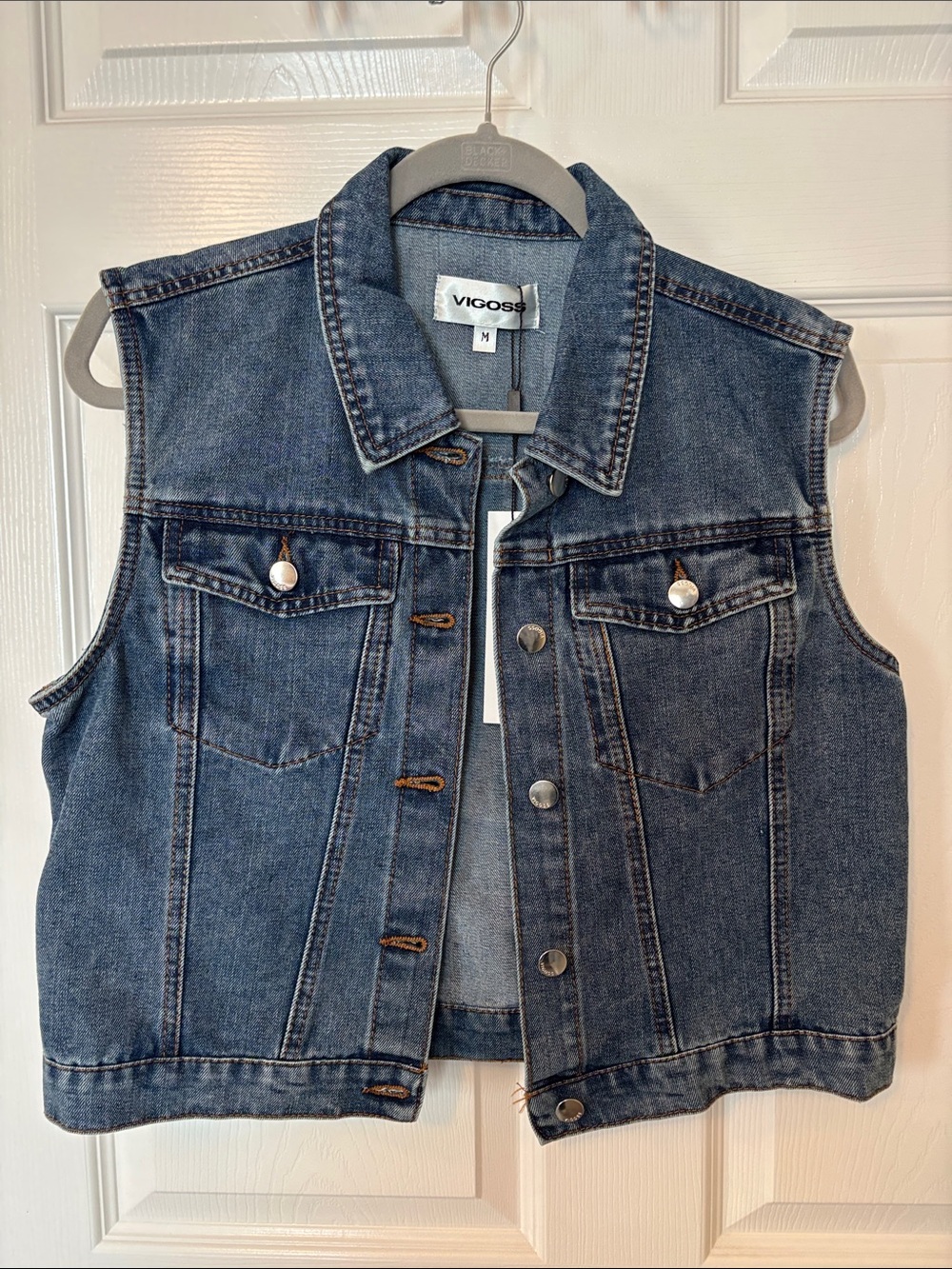 Vigoss Women's Dark Blue Denim Sleeveless Jacket Vest